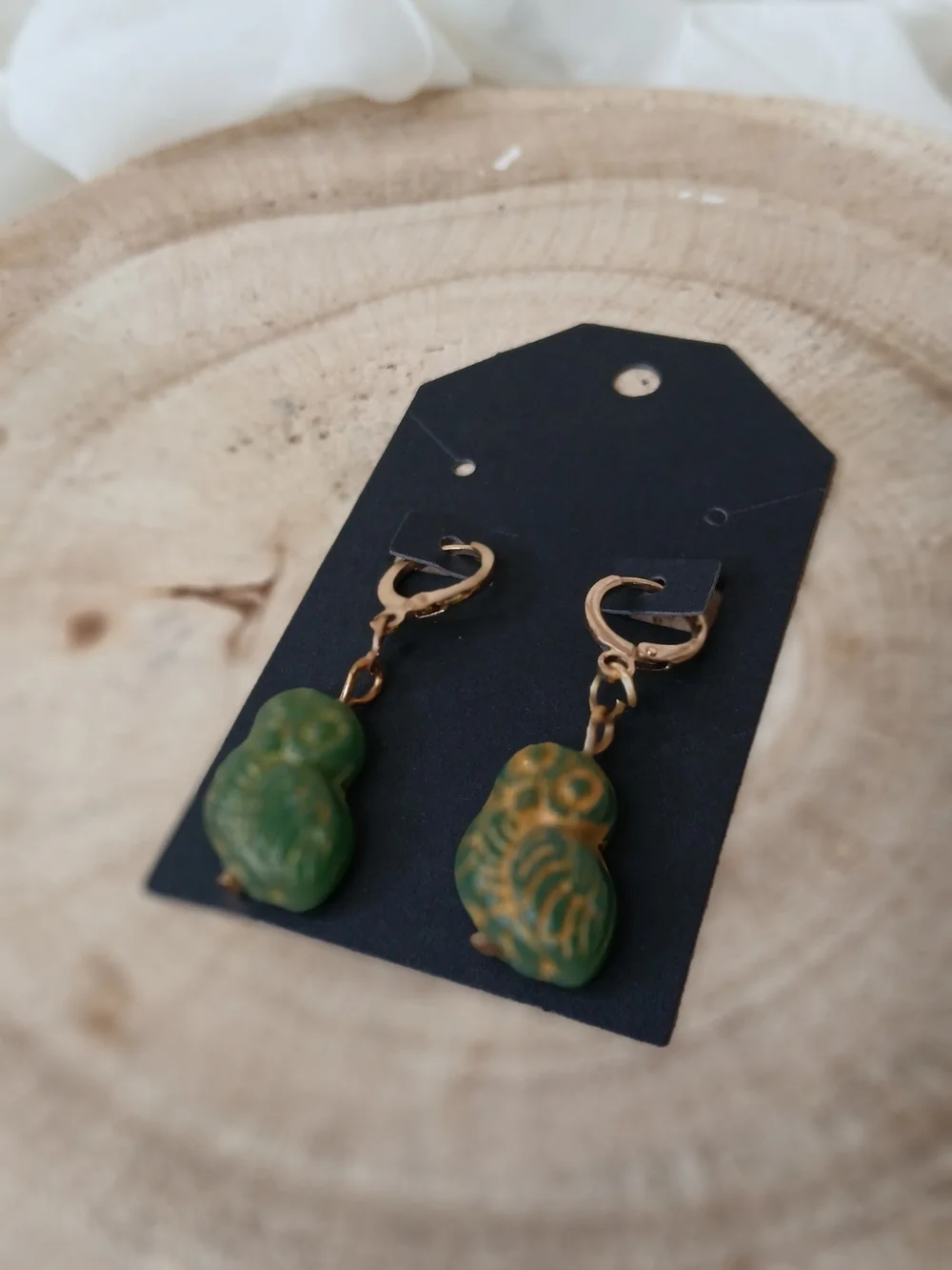 Green Gold Accent Dangle Earrings - Women Jewelry